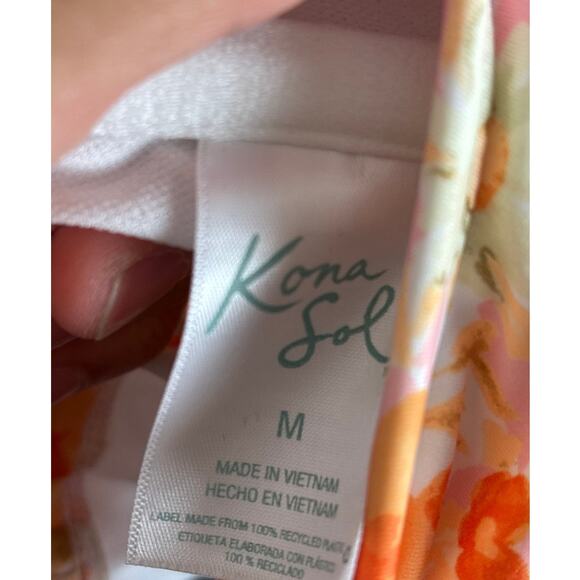 Kona Sol womens medium bathing suit swim one piece beach floral halter summer - Picture 4 of 5